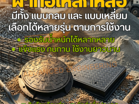 ฝาท่อเหล็กหล่อ | ฝาบ่อพัก ฝาแมนโฮล พร้อมกรอบ มีหลายขนาด